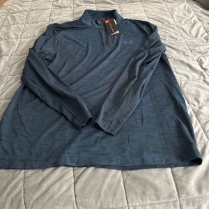 UNDER ARMOUR Men's 1/4 Zip Threadborne Size XL Shirt 1298911 Heatgear Blue